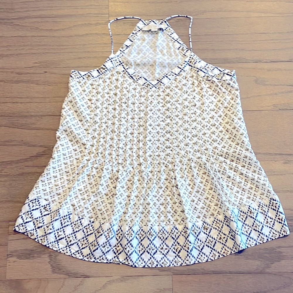 LOFT Green and Blue Patterned Strappy Cami - Size XS